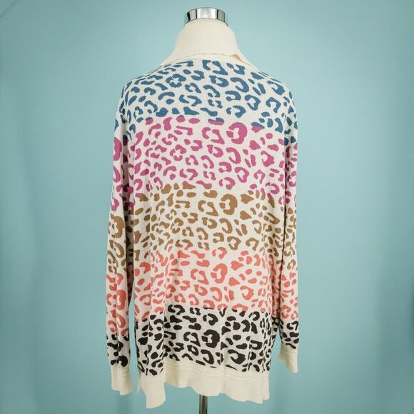 Soft Surroundings Size XL Leone Jacquard Cheetah Animal Print Turtleneck Sweater - Picture 2 of 5